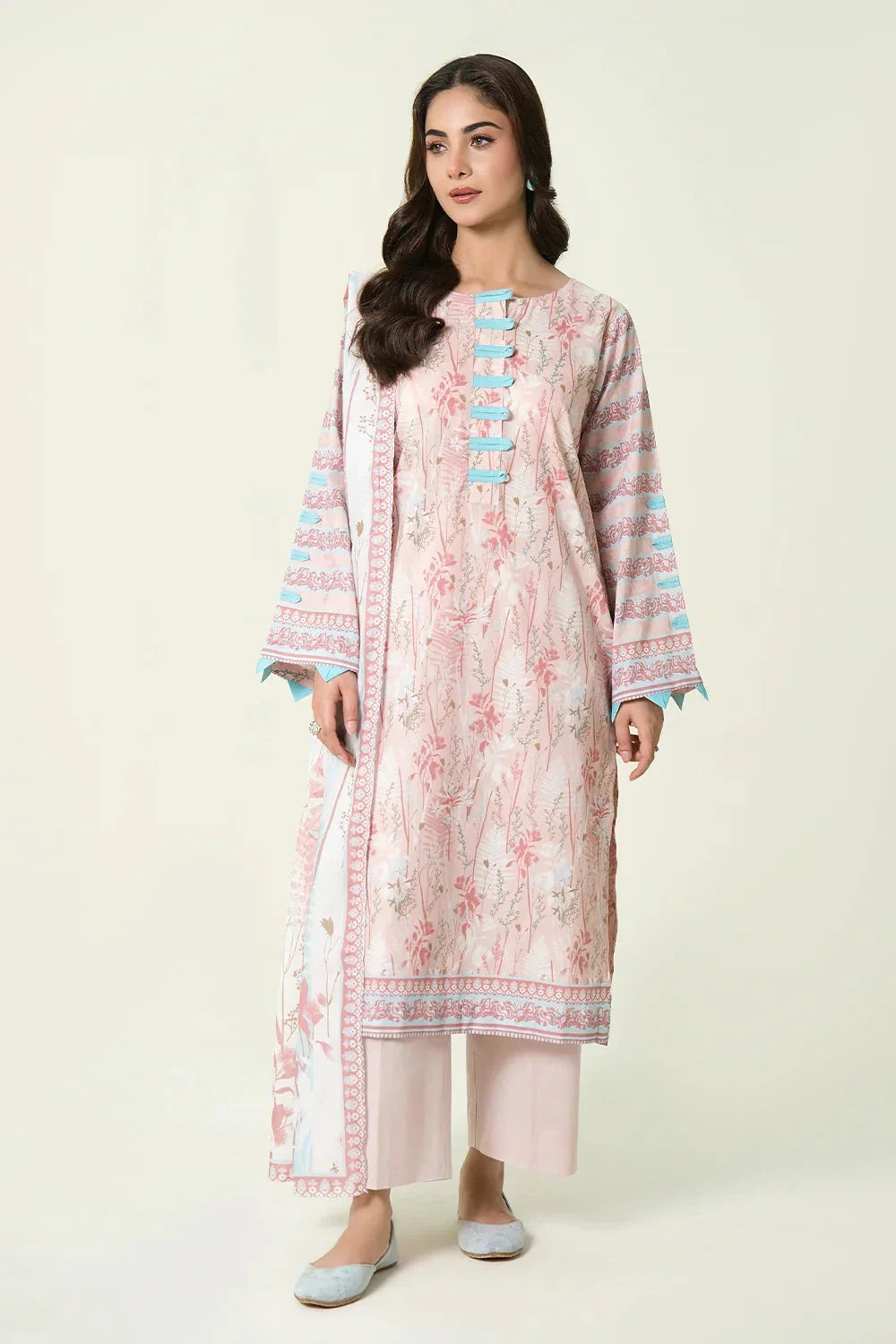 2PC Unstitched Printed Lawn Shirt & Dupatta | KSD-4103