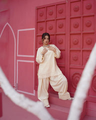 Cream Swan Farshi Set | Summer Collection