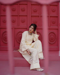 Cream Swan Farshi Set | Summer Collection