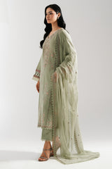 EMBROIDERED COTTON SATIN UNSTITCHED 3 PIECE SUIT
