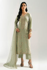 EMBROIDERED COTTON SATIN UNSTITCHED 3 PIECE SUIT