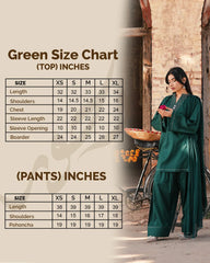 Green Farshi Set | Elegant Cotton Short Shirt with Farshi Shalwar by Rehwar