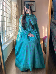 3 Piece - Lawn Printed Dress With Plazo